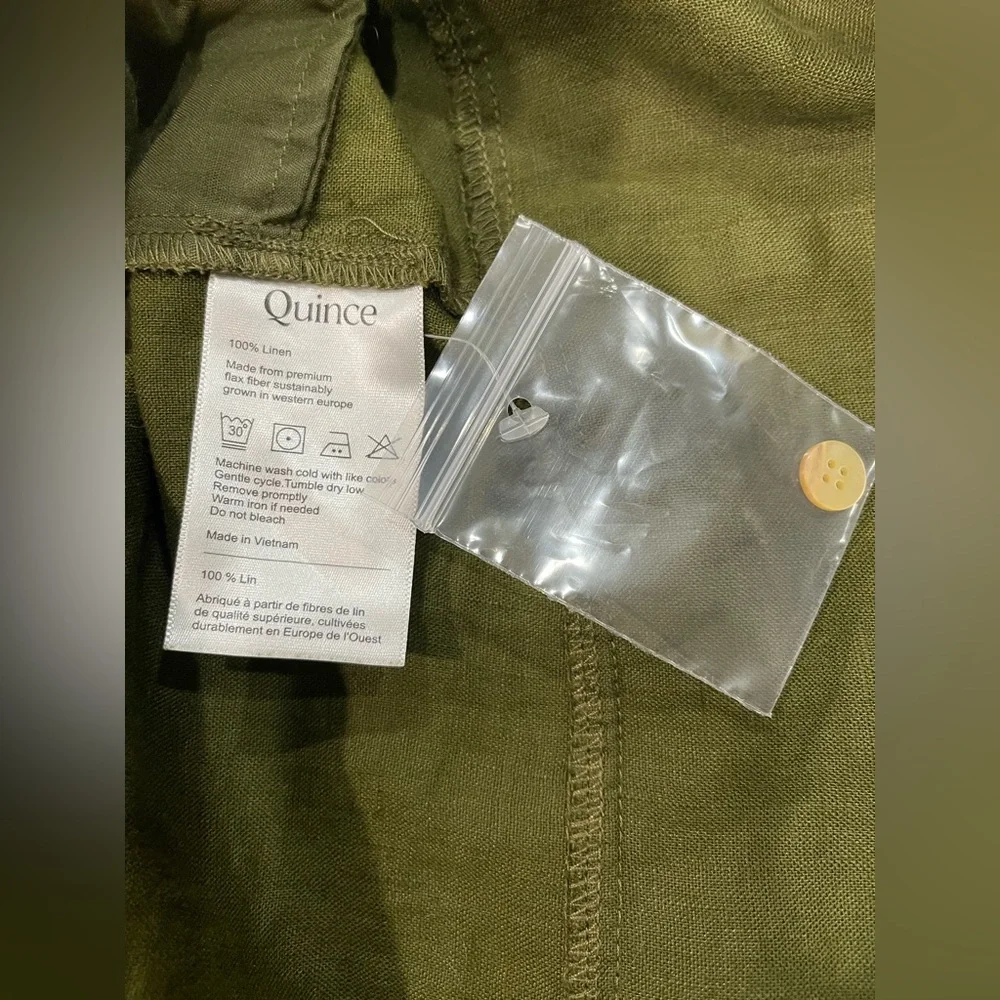 Quince 100% European Linen Sleeveless Swing Dress in Martini Olive Size Medium - Picture 5 of 5